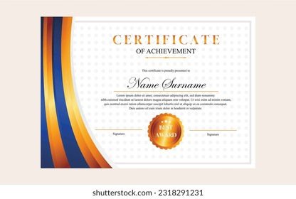 certificate design simple modern a4 luxury certificate blue gold color