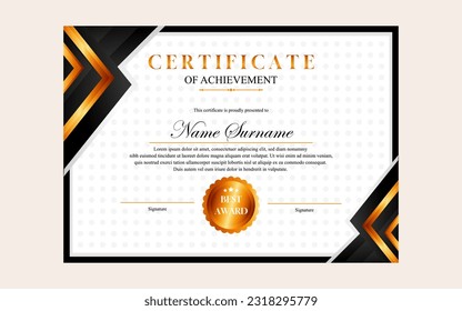 certificate design simple modern a4 luxury certificate black gold color