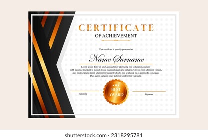 certificate design simple modern a4 luxury certificate black gold color