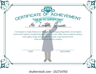 Certificate design template. Certificate of achievement. Graduate student certificate.
