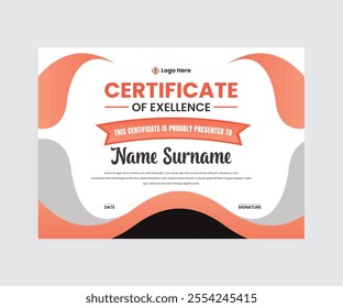 Certificate design template Banner Vector For editing, Achievement success certificate