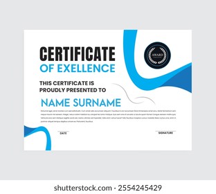 Certificate design template Banner Vector For editing, Achievement success certificate