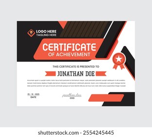 Certificate design template Banner Vector For editing, Achievement success certificate
