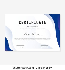 certificate design template with blue gradient background