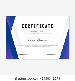 certificate design template with blue gradient background