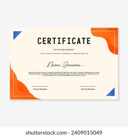 certificate design template with blue and orange gradient background