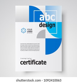 Certificate design template geometric theme circles blue color