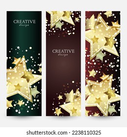 Certificate design template. Graduation vertical banner with starry decorative elements. Vector illustration.