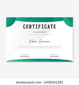Plantilla de diseño de certificado con fondo degradado verde