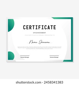 certificate design template with green gradient background