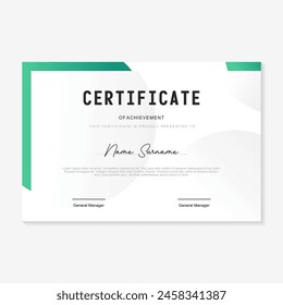 certificate design template with green gradient background