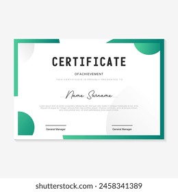 certificate design template with green gradient background