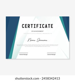 Plantilla de diseño de certificado con fondo degradado verde