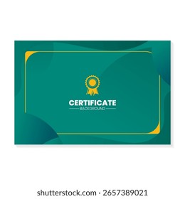 Certificate design template with green gradient background