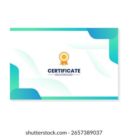 Plantilla de diseño de certificado con fondo de gradiente verde