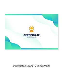 Plantilla de diseño de certificado con fondo de gradiente verde