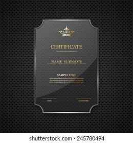 Certificate Design Template On Glass Frame