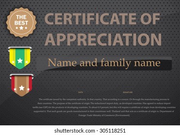Certificate design template on glass frame