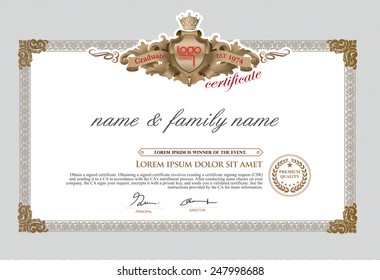 Certificate Design Template. Retro template