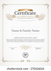 Certificate Design Template. Thai art design. 