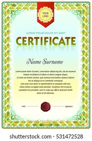 Certificate design template. Wave form design and gradient colorful background. This template can be base for greeting ar award addressed sheet
