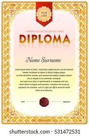 Certificate design template. Wave form design and gradient colorful background. This template can be base for greeting ar award addressed sheet