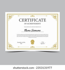 Certificate design template,gold color. Clean  modern template.