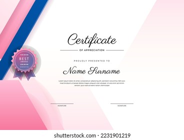 Certificate design vector for diploma certificate, employee of the month, award certificate template and much more