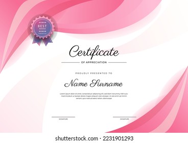 Certificate design vector for diploma certificate, employee of the month, award certificate template and much more