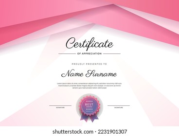 Certificate design vector for diploma certificate, employee of the month, award certificate template and much more