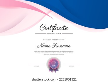 Certificate design vector for diploma certificate, employee of the month, award certificate template and much more