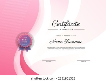 Certificate design vector for diploma certificate, employee of the month, award certificate template and much more