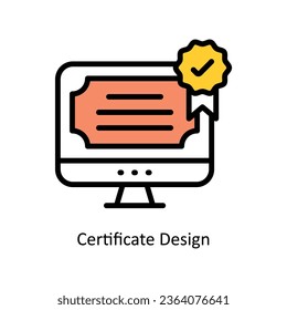 Certificate Design vector Filled outline Icon Design illustration. Graphic Design Symbol on White background EPS 10 File
