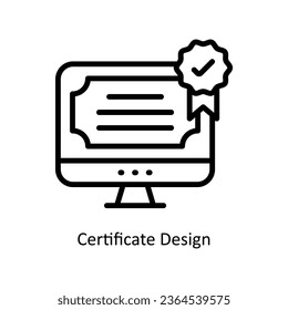 Certificate Design vector  outline Icon Design illustration. Graphic Design Symbol on White background EPS 10 File

