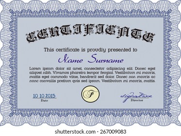 Certificate design. Vector pattern that is used in currency and diplomas