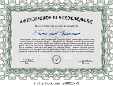 Certificate design. Vector pattern that is used in currency and diplomas