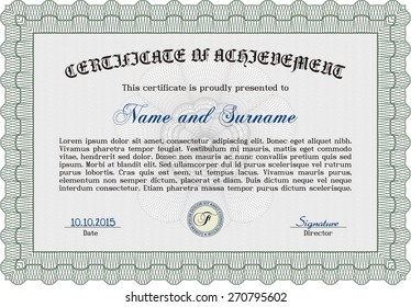 Certificate design. Vector pattern that is used in currency and diplomas