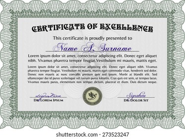 Certificate design. Vector pattern that is used in currency and diplomas