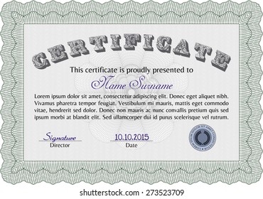 Certificate design. Vector pattern that is used in currency and diplomas 