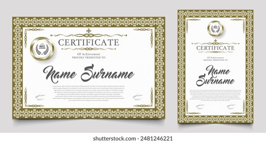 Certificate design with a vintage or retro theme. cherished element of companies, schools, events.