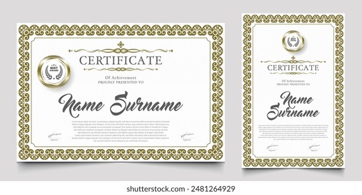 Certificate design with a vintage or retro theme. cherished element of companies, schools, events.