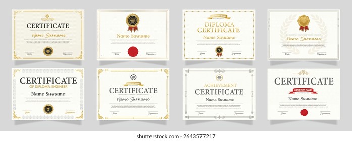 Certificate design with a vintage or retro theme. cherished element of companies, schools, events