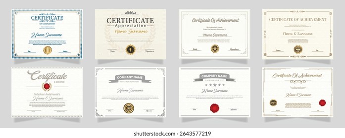 Certificate design with a vintage or retro theme. cherished element of companies, schools, events