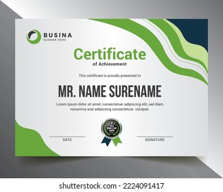 Certificate Design With Wave Style With Light Background Design For Multipurpose Use Like Completion, Award, Training, Recognition Etc.