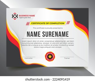 Certificate Design With Wave Style With Light Background Design For Multipurpose Use Like Completion, Award, Training, Recognition Etc.