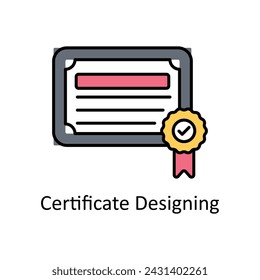 Certificate Designing vector filled outline Icon Design illustration. Graphic Design Symbol on White background EPS 10 File