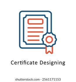 Certificate Designing Vector Two Color Icon. Eps file 10