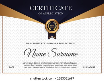Certificate diploma of achievement border design templates with elements of luxury gold badges and modern line patterns. vector graphic print layout can use For award, appreciation, education