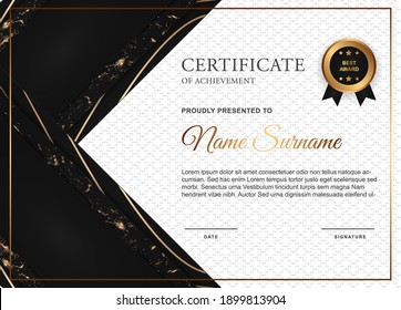Certificate diploma of achievement border design templates with elements of luxury gold badges and modern line patterns. vector graphic print layout can use For award, appreciation, education