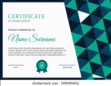 Certificate diploma of achievement border design templates with elements badges and modern line patterns. vector graphic print layout can use For award, appreciation, education, achievement